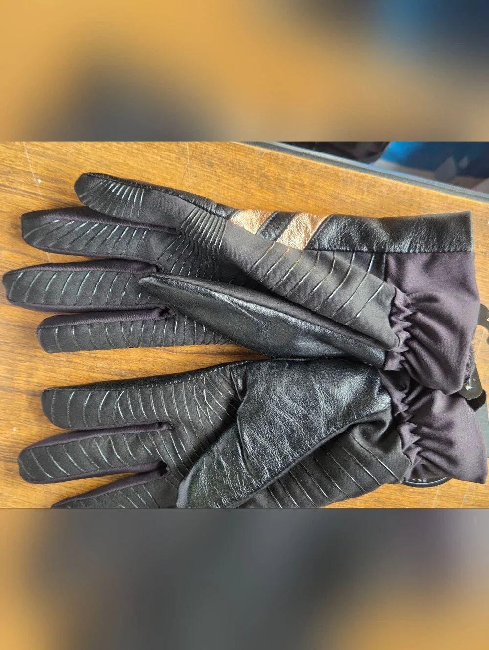 Leather Gloves with Metallic Bronze Accent Small